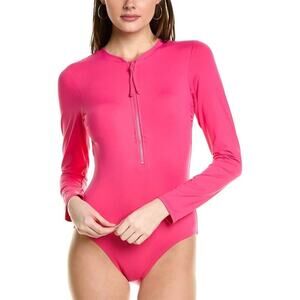 Anne Cole Women's Pink Rash Guard Paddle Suit One Piece Swimsuit Size 10